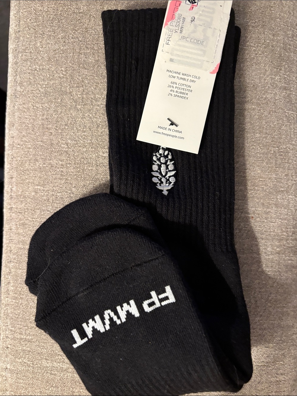 Free People Movement black tube socks. NWT.